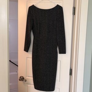 Banana Republic Black Long Sleeve Textured Dress